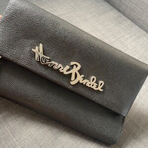 Henri Bendel Black Textured Leather Wallet